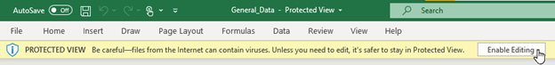 User is disableing protected view in Microsoft Excel Sheets by selecting enable edting.