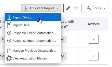 User is selecting the export option which is located inside the export & import menu.